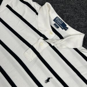 Polo Ralph Lauren Shirt Men’s XL Rugby Textured White Black Stripes Polo PRL